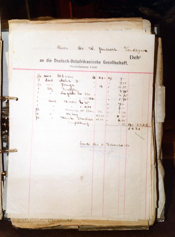 PM_S_II_Tendaguru-Expedition Transportliste aus Tendaguru Akten ©Archiv MfN